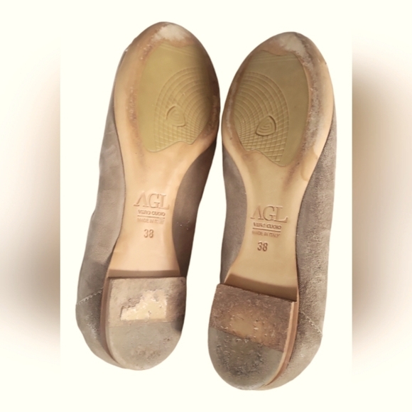 AGL Attilio Giusti Leombruni Snake Embossed Print Made in Italy Flats Sz 38 - Picture 3 of 7